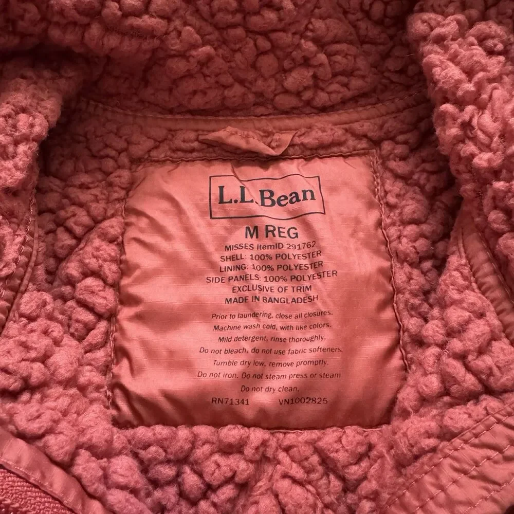 L.L.Bean Women's Orange Fleece-Lined PrimaLoft‎ Vest Size M Reg Outdoors Hiking